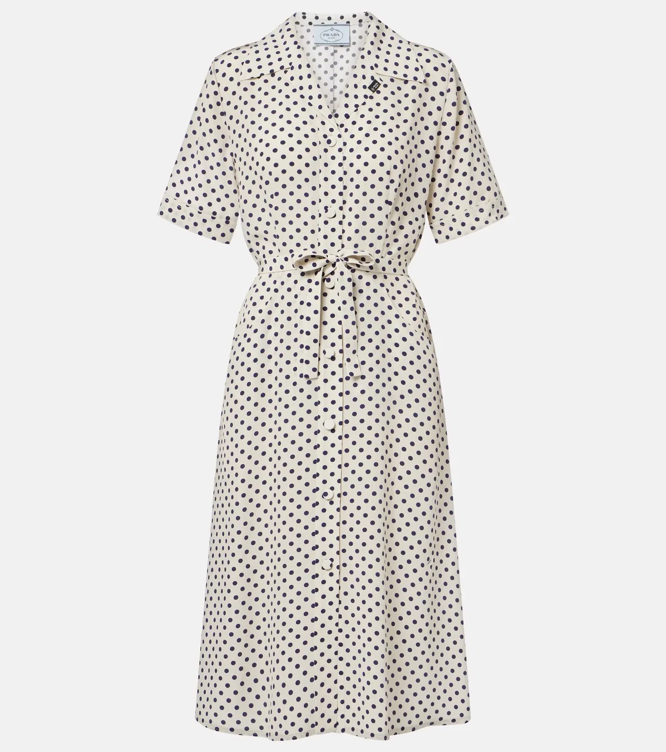 Платье-рубашка с поясом Prada, белый