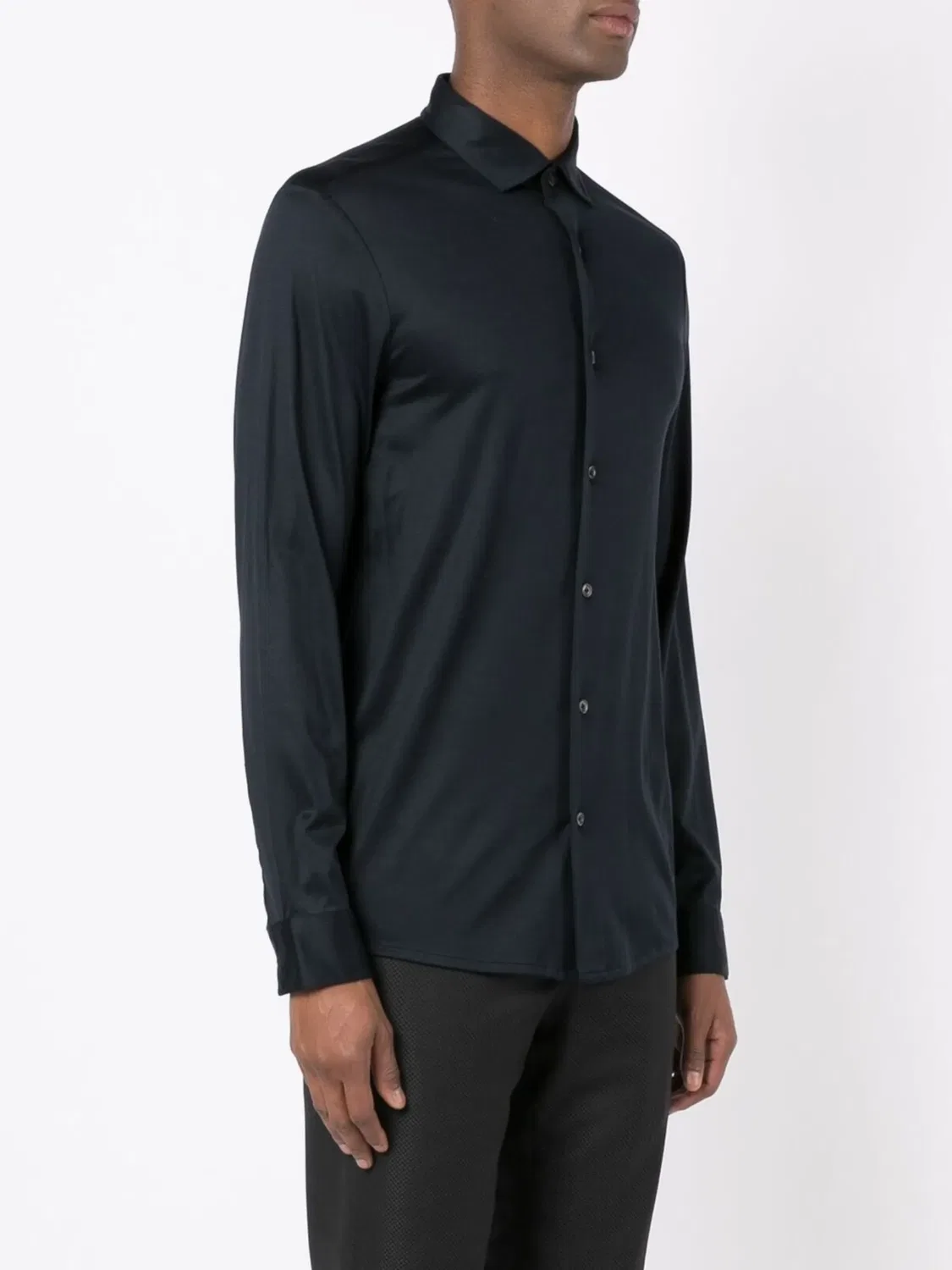 Emporio Armani Рубашка из поплина синего цвета — фото 2