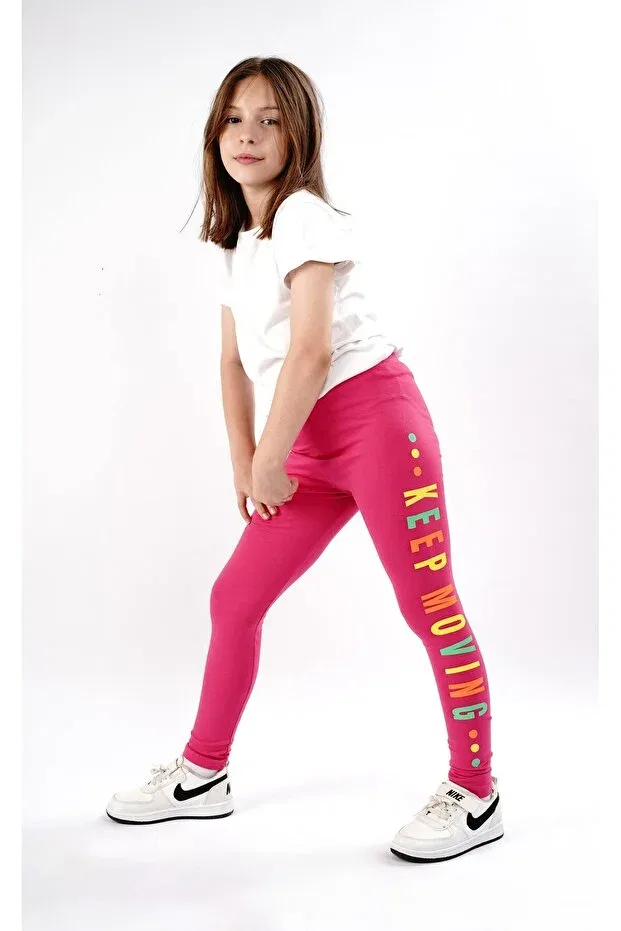 Детские леггинсы для девочек с вышивкой Lovella, Fuchsia