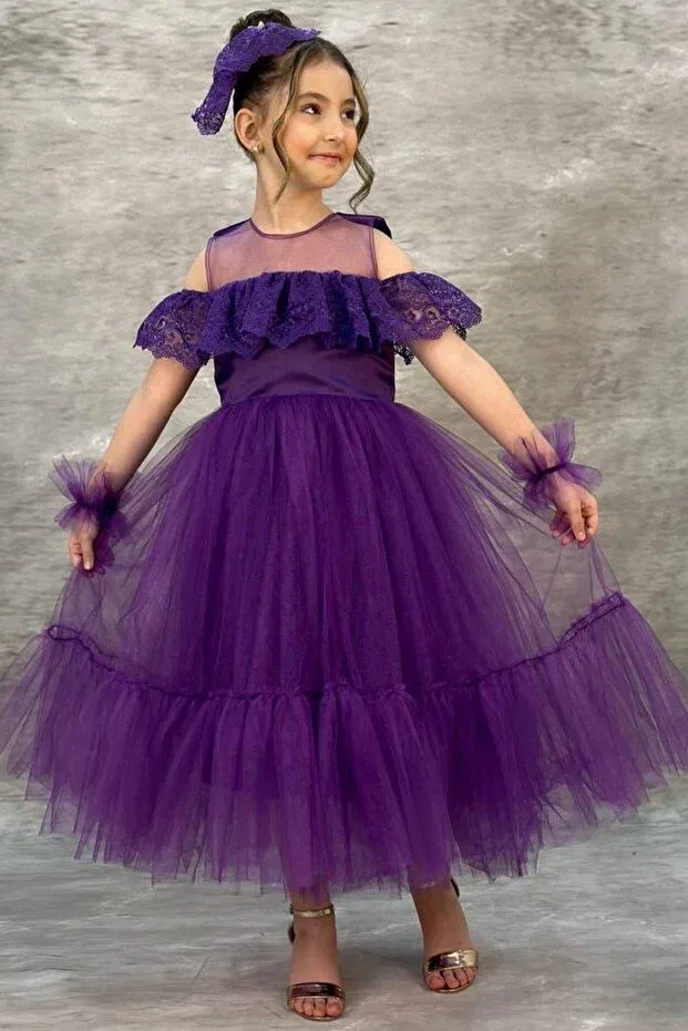 Детское платье для девочек с длинным рукавом Basics Riccotarz, Purple — фото 3