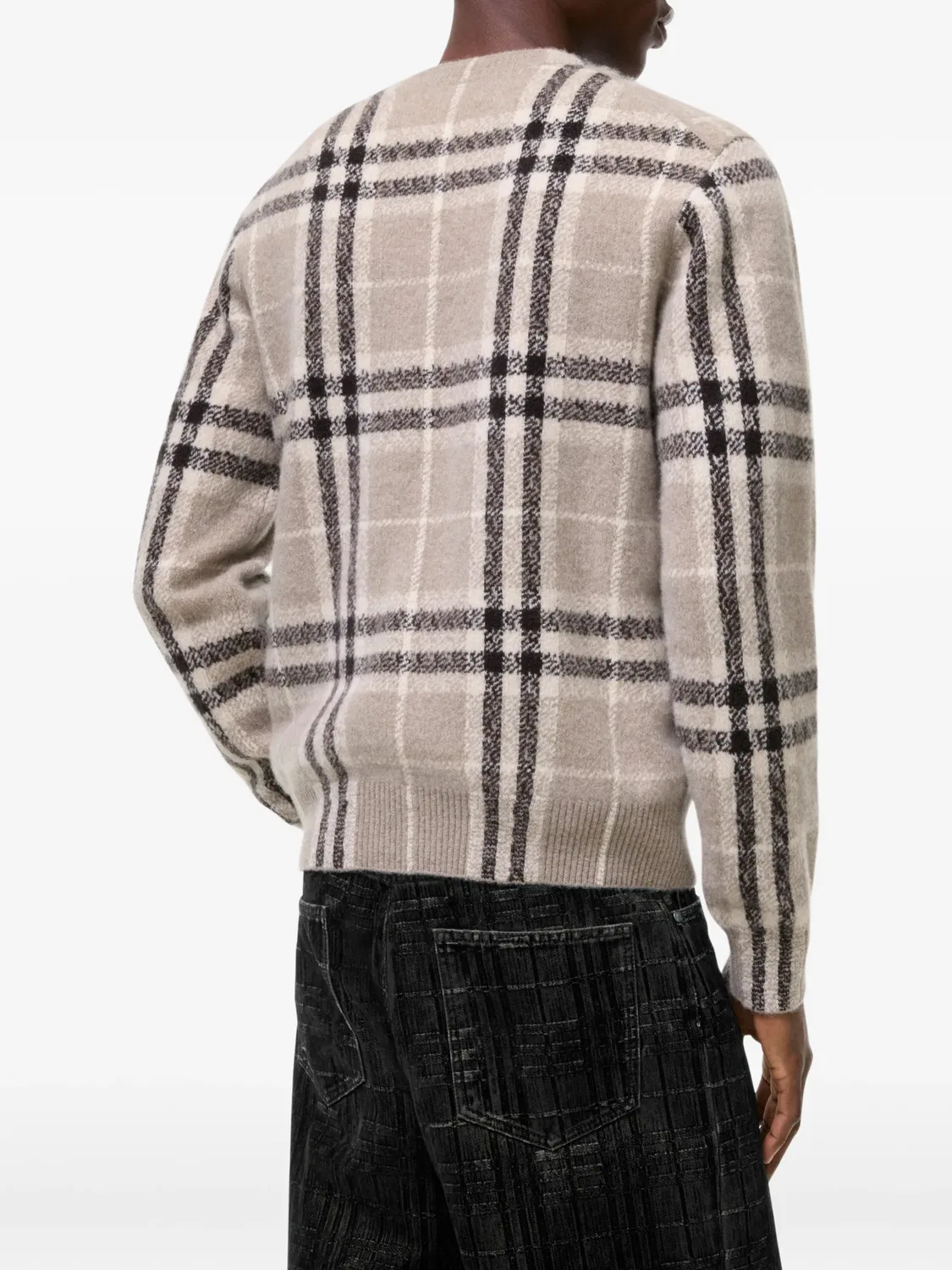 Кашемировый свитер в клетку Burberry, нейтральные цвета — фото 3