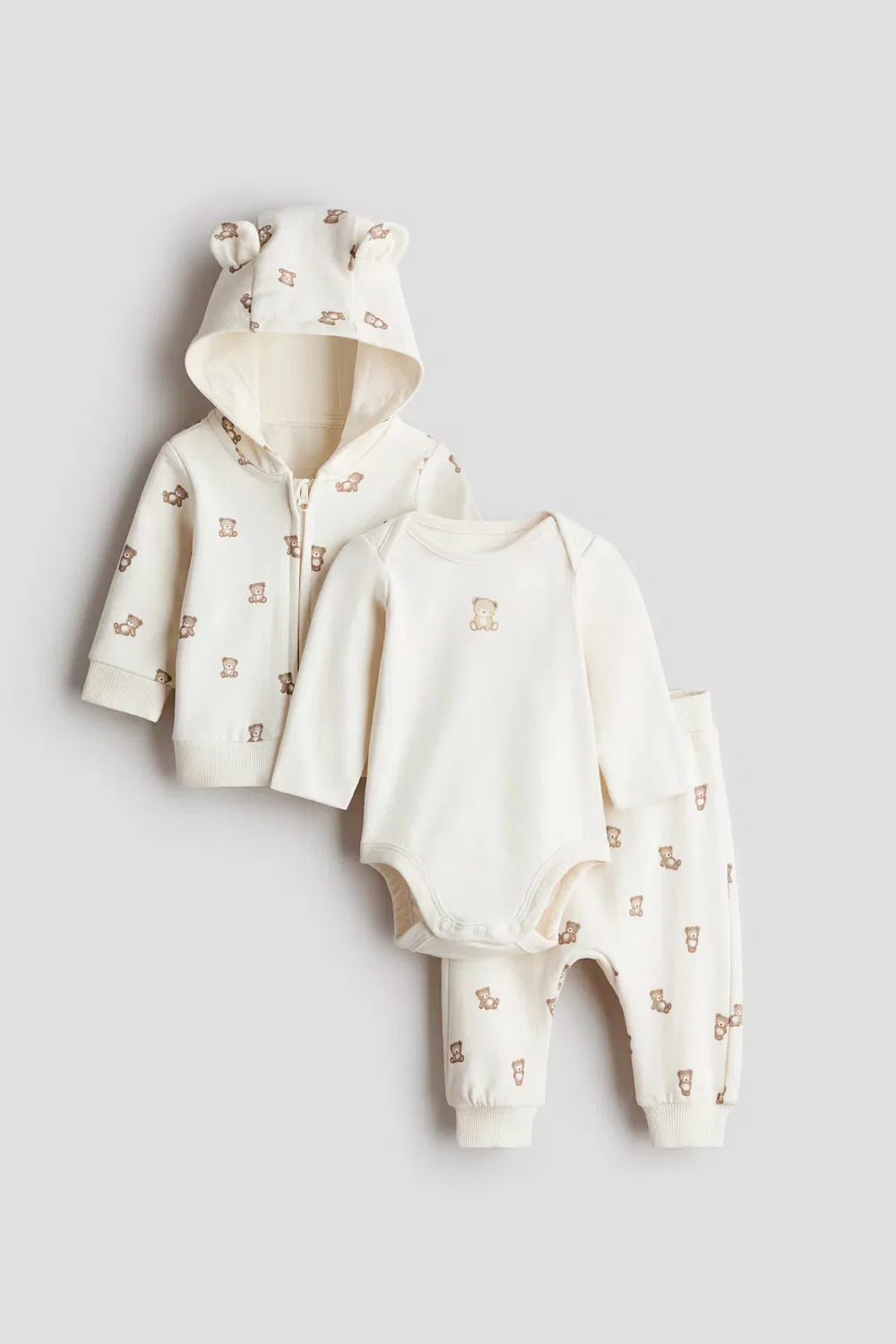 Хлопковый комплект из 3 предметов H&M, Hellbeige/Teddybären