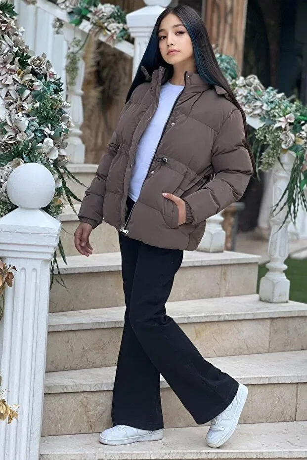 Детское зимнее пальто для девочек с капюшоном Zaziko Kids, Brown