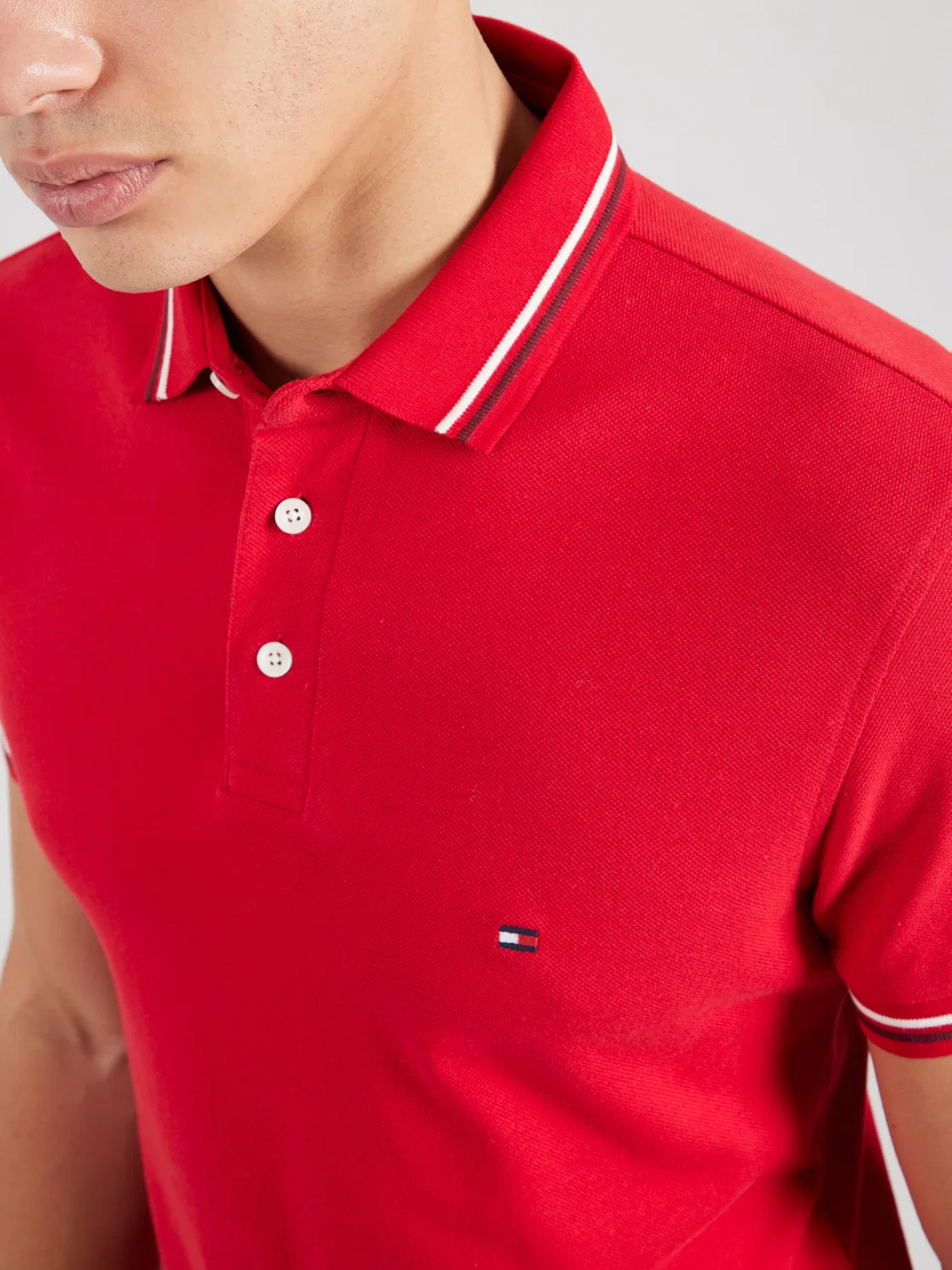 Рубашка Tommy Hilfiger Slim Fit Tipped красного и красного цвета — фото 2