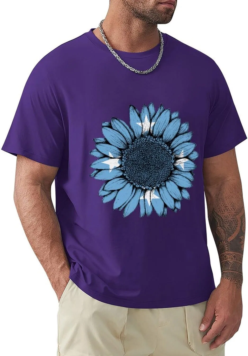Мужская классическая футболка с принтом флага Micronesia, Purple