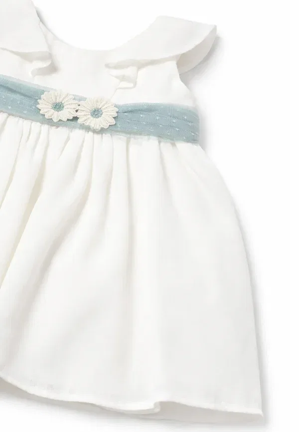 Платье с бантом и цветочной аппликацией Vestiti eleganti manica corta Mayoral Ivory, слоновая кость — фото 3