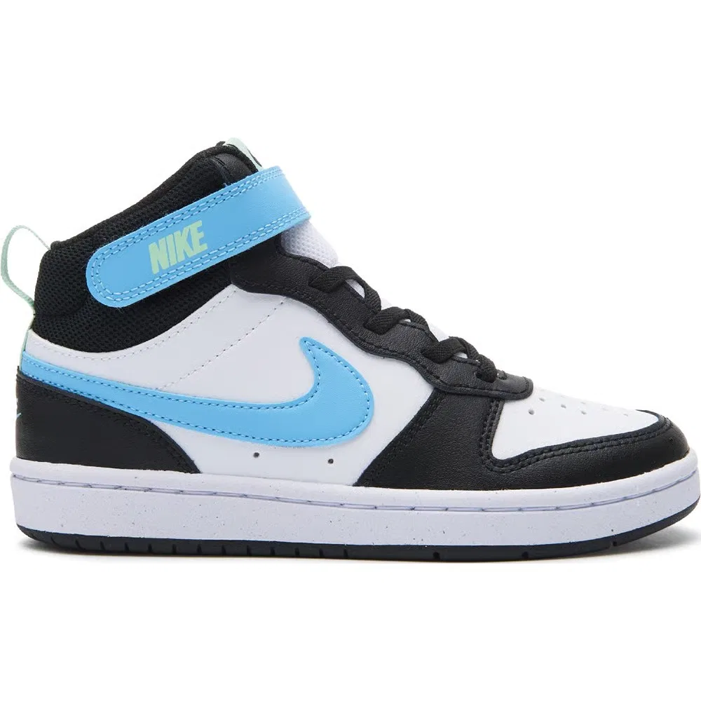Детские высокие кроссовки Court Borough Mid 2 Nike, White/Black/Blue — фото 2