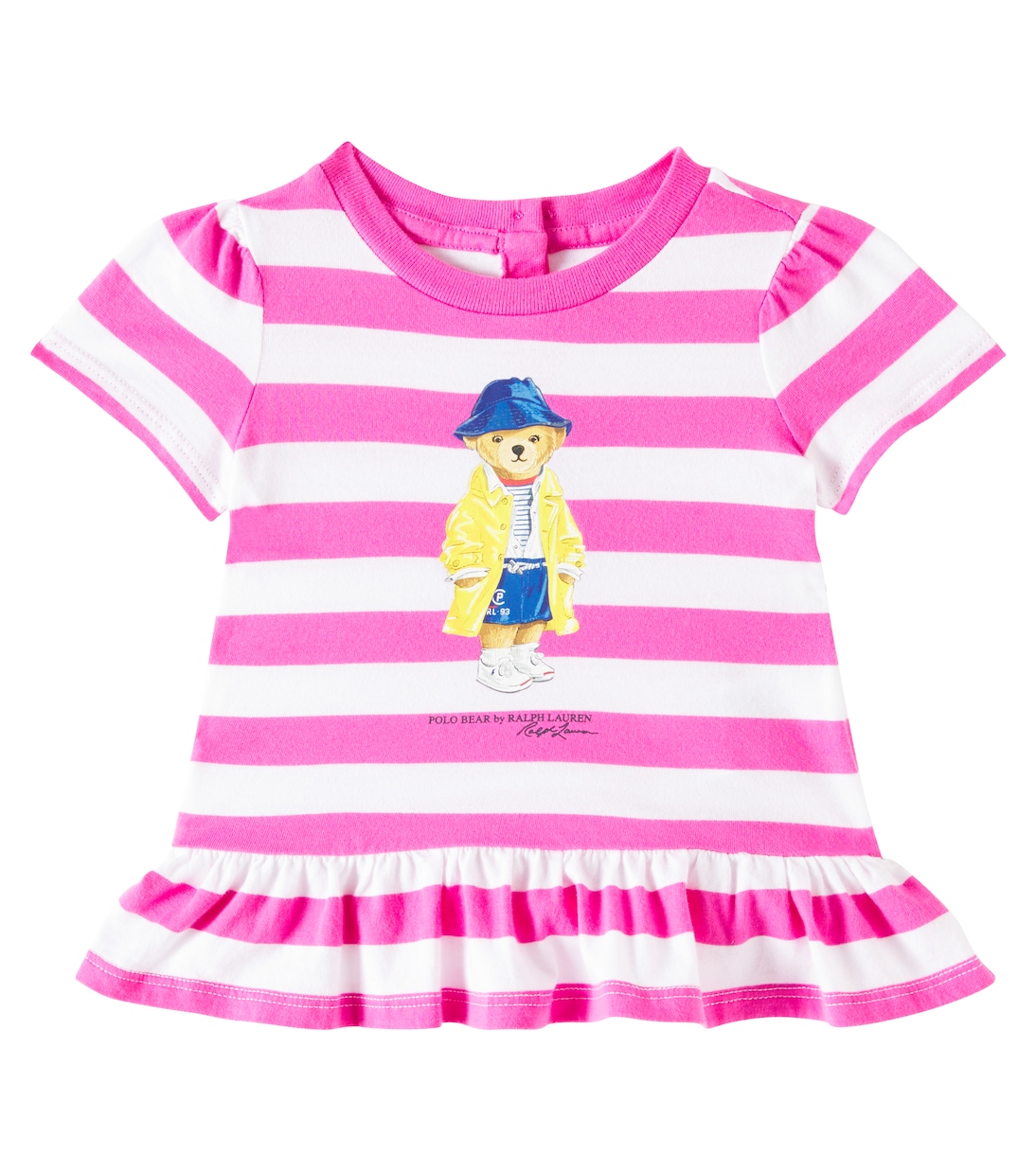 

Платье из хлопка в полоску Baby Polo Bear Polo Ralph Lauren Kids, Bellmount Pink White Stripe