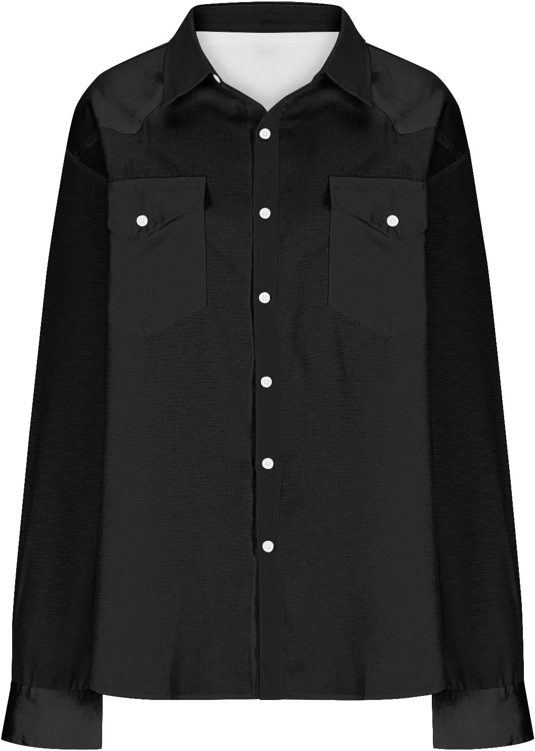Мужская классическая рубашка с длинным рукавом, Western Cowboy Shirts, чёрный — фото 4