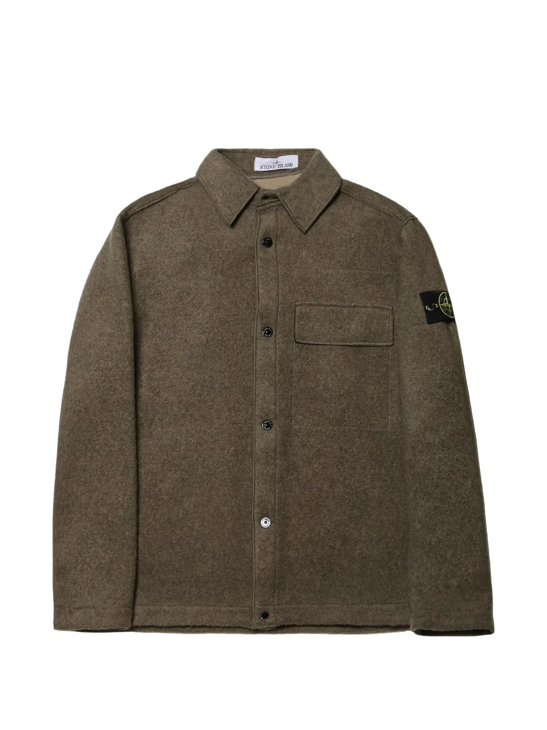 Куртка-рубашка из шерсти с патчем Compass Stone Island, зеленый