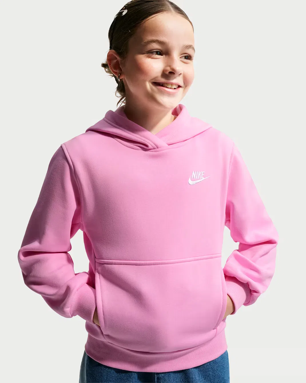Толстовка с капюшоном для детей постарше Nike Sportswear Club Fleece, Pink Rise/White — фото 2