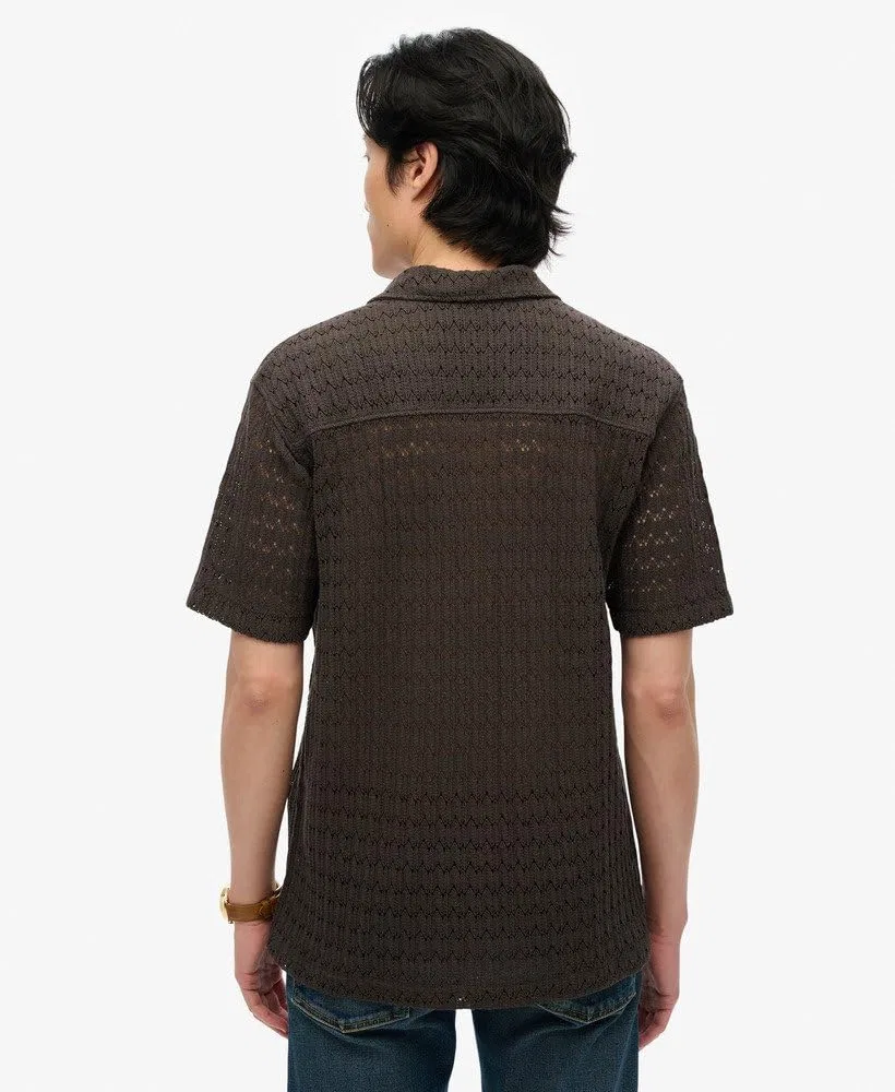 Мужская вязаная рубашка Superdry, Carbon Black Crochet — фото 4