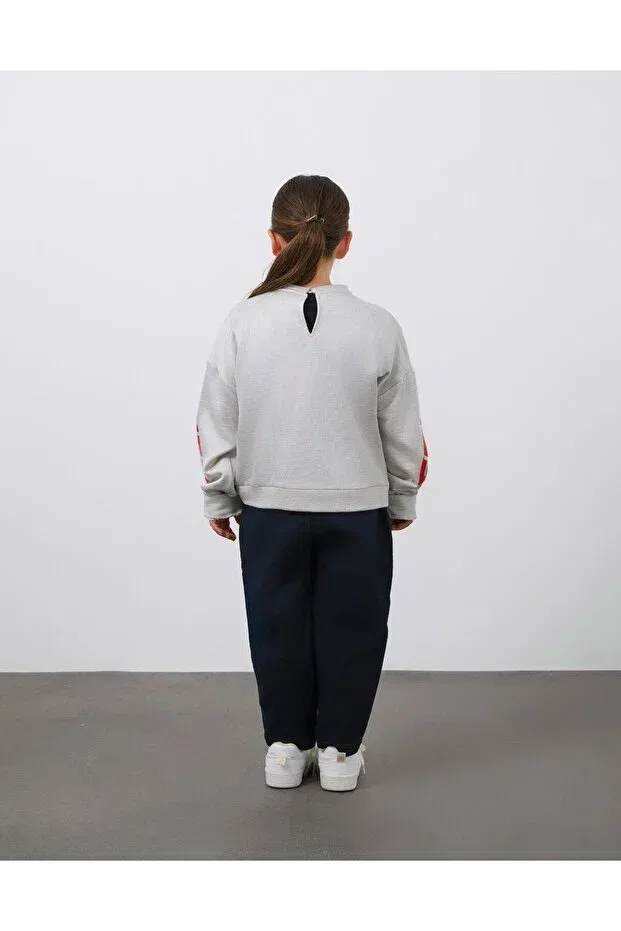 Детские свитшот для девочек с принтом Print detailed gathered Manimani, Gray — фото 4