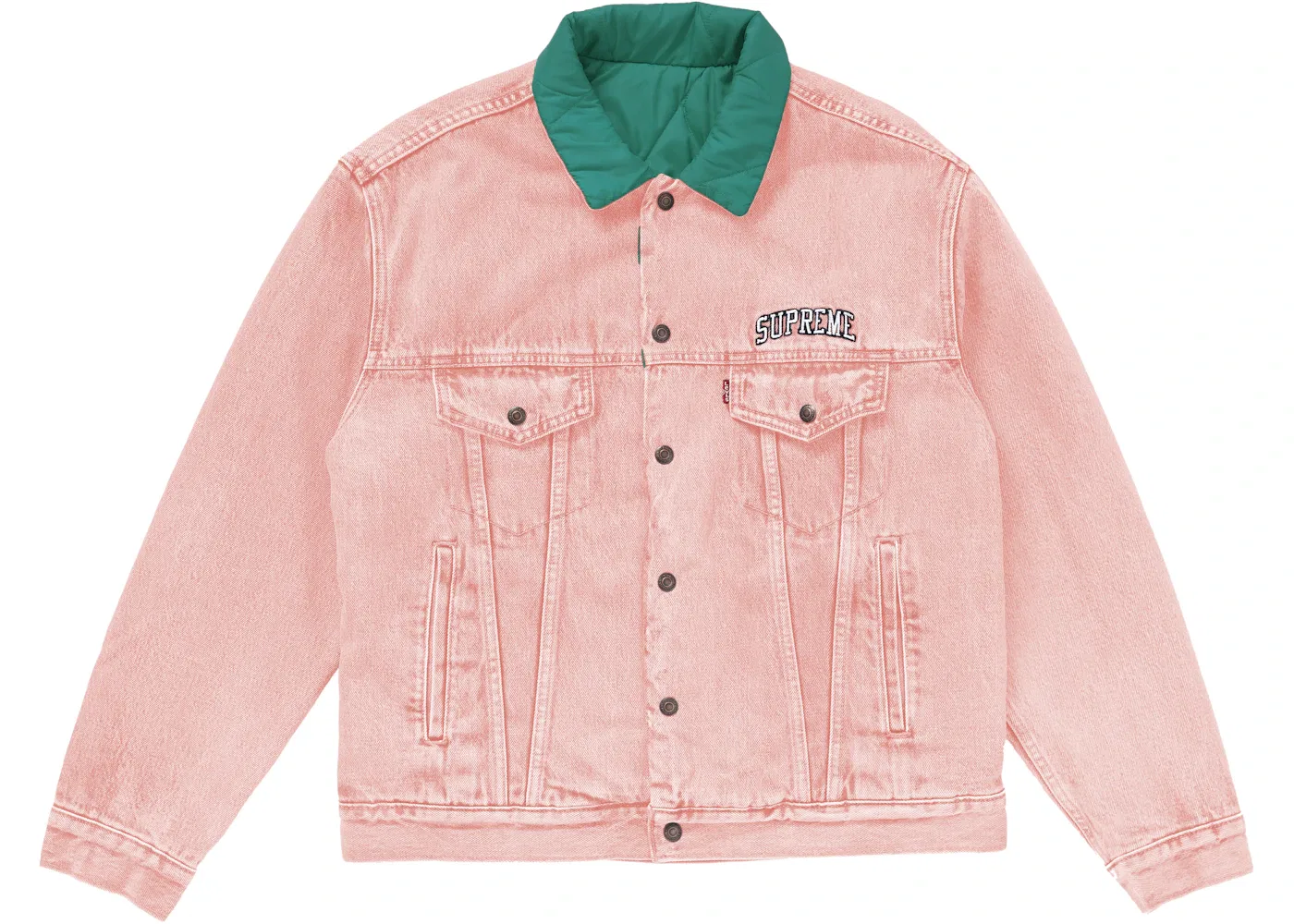 Мужская куртка-тракер стеганая двусторонняя Supreme Levis Quilted Reversible Trucker Jacket, Pink