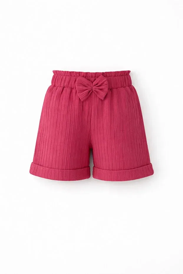 Детские шорты для девочек текстильные с принтом Esila Kids, Fuchsia