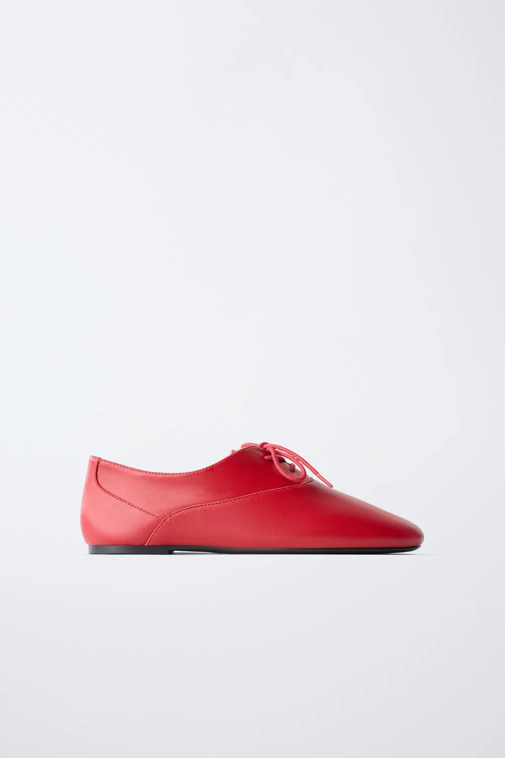 Кожаные туфли-дерби на шнуровке ZARA, Red