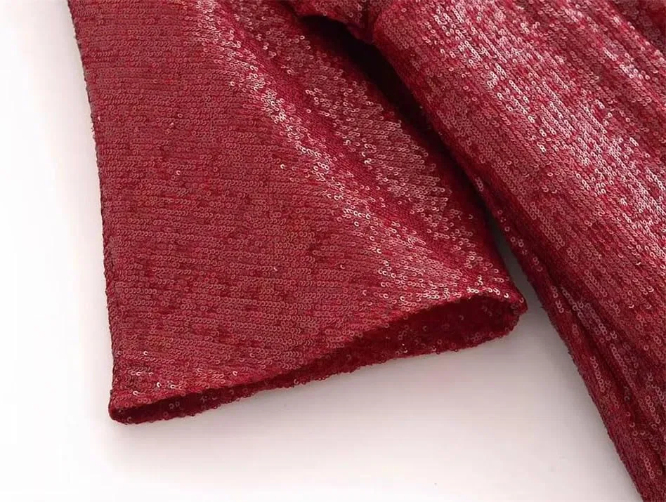 Женское мини-платье с пайетками и асимметричным кроем, Red — фото 4