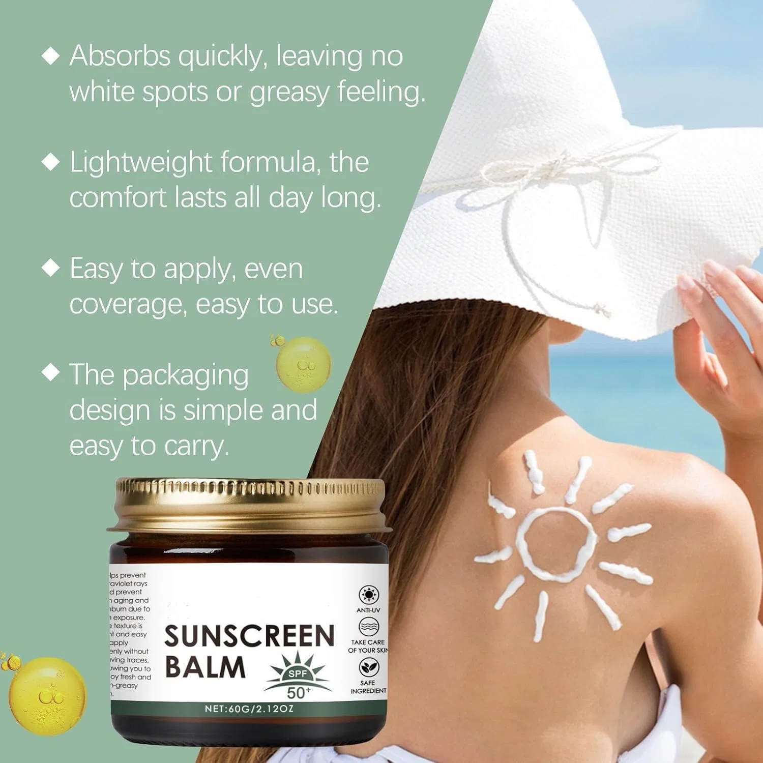 Солнцезащитный бальзам для лица и тела SPF 50 с говяжьим жиром, 60 г, 2 шт. Radiantre, 2Pc — фото 4