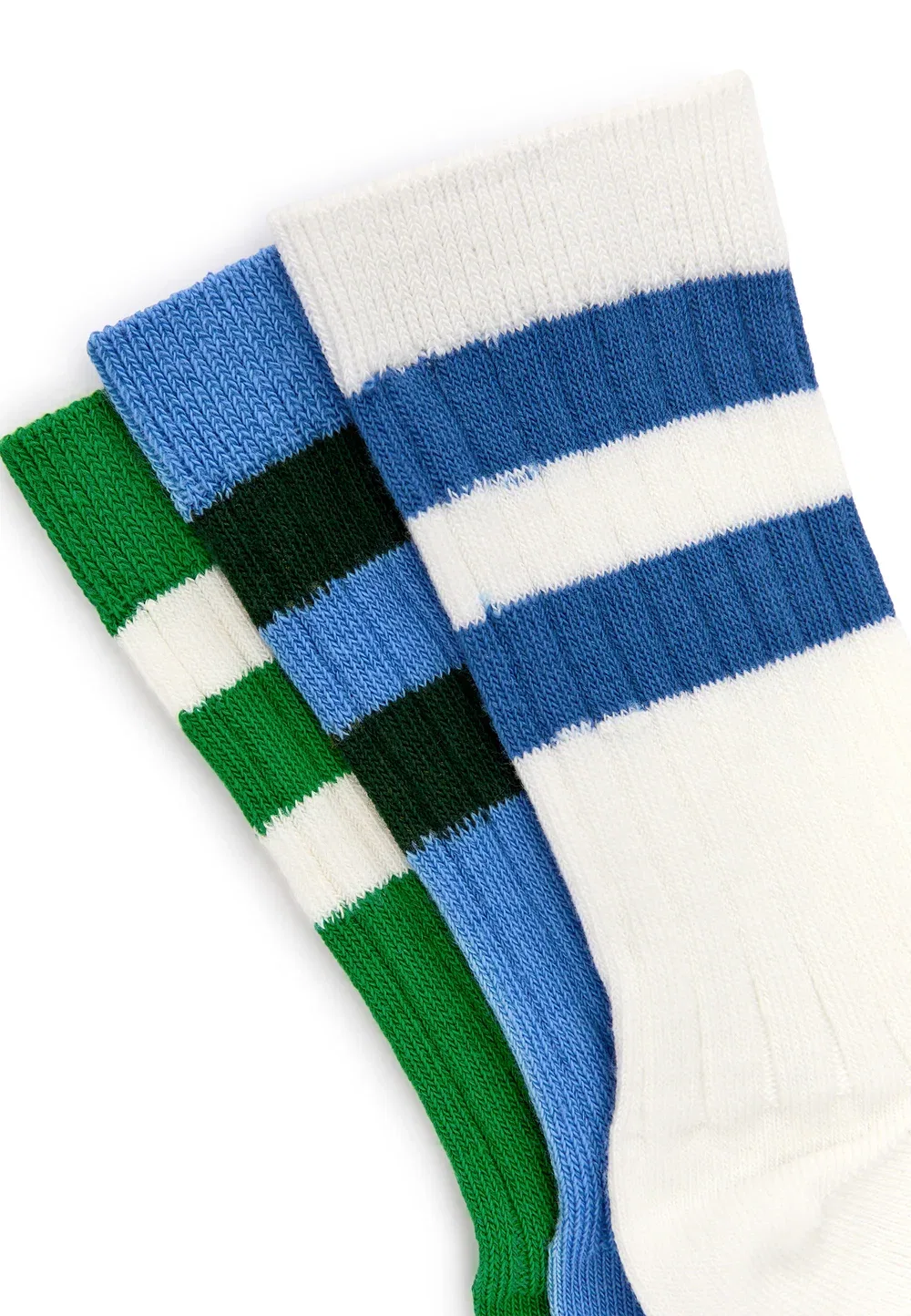 Комплект из 3 пар носков ребристого плетения, унисекс Arket, Green White Blue — фото 2