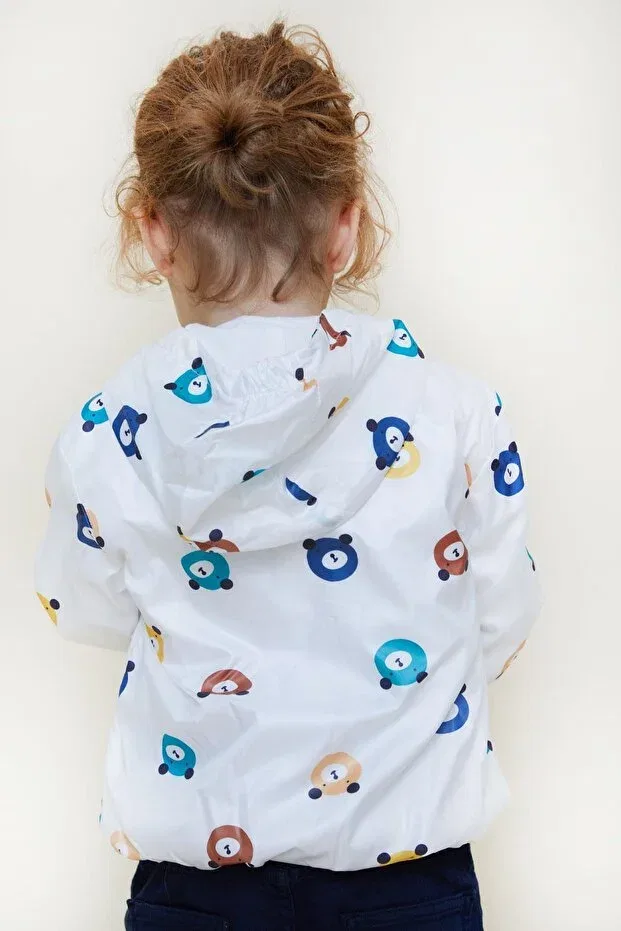 Детская куртка для девочек с принтом Teddy Bear Pattern Breeze, White — фото 3