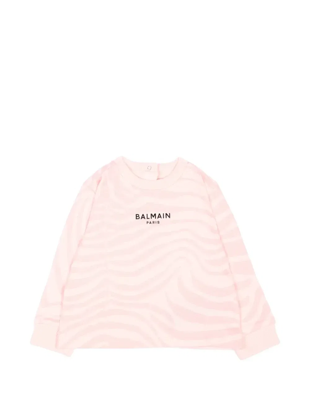 Свитшот с фирменным логотипом и зебровым принтом Balmain Kids, розовый