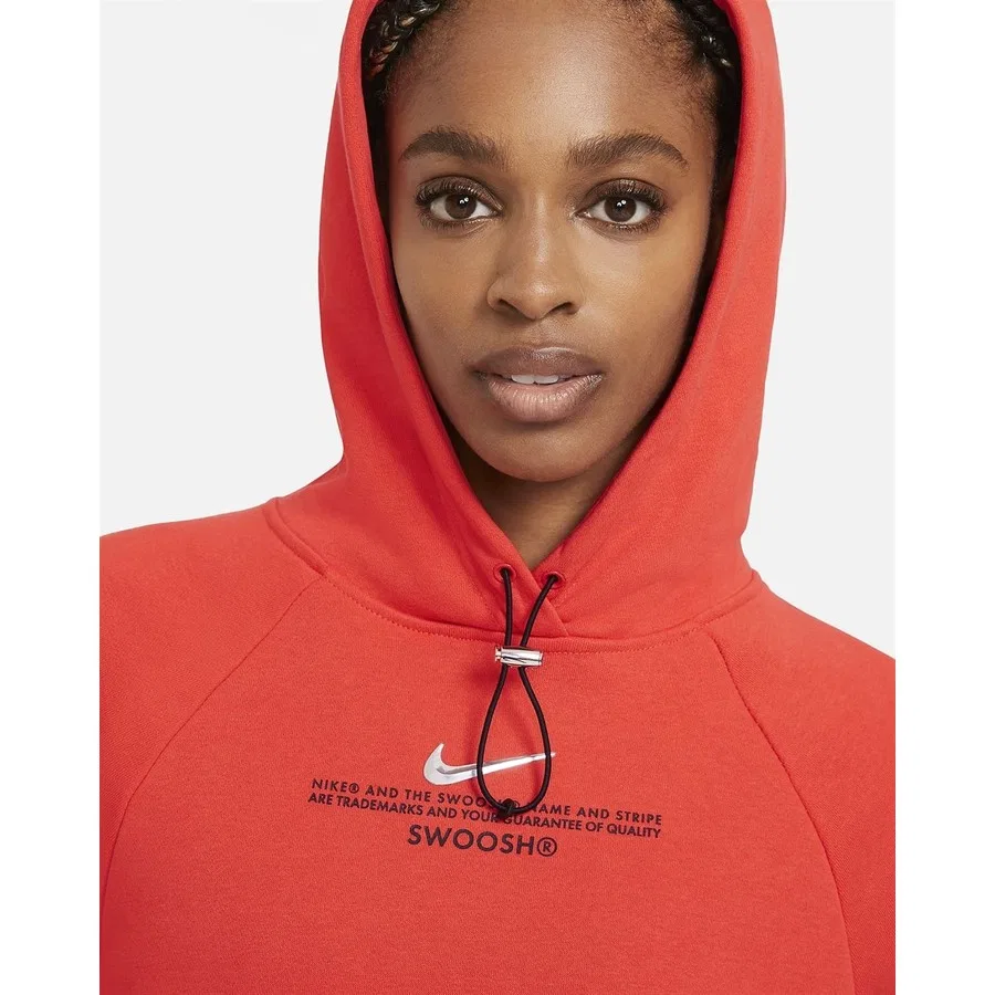 Женский свитшот с капюшоном Nike W NSW SWSH HOODIE FT CZ8896, Красный — фото 4