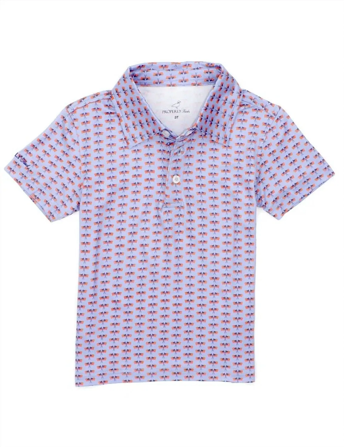 Детская футболка поло для мальчиков с коротким рукавом с принтом Inlet Polo Shirt Properly Tied, Freedom Flag