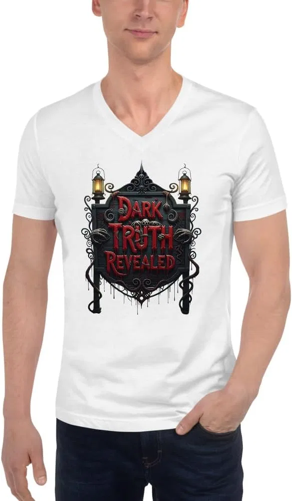 Футболка с V-образным вырезом Dark Truth Revealed, White