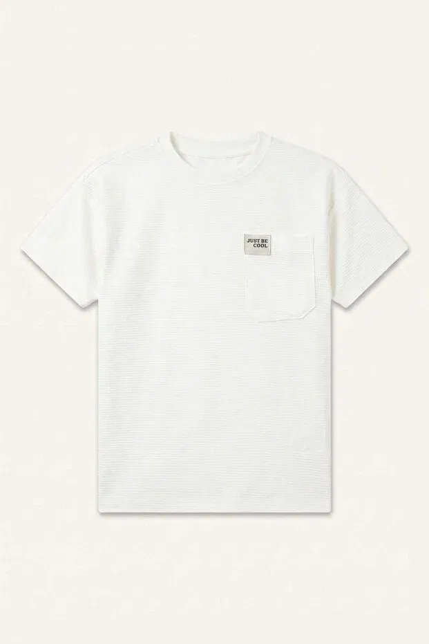 Детская футболка для мальчиков хлопковая Regular fit short sleeve light khaki t-shirt baby boy h5830a526au Defacto, Ecru-Er105