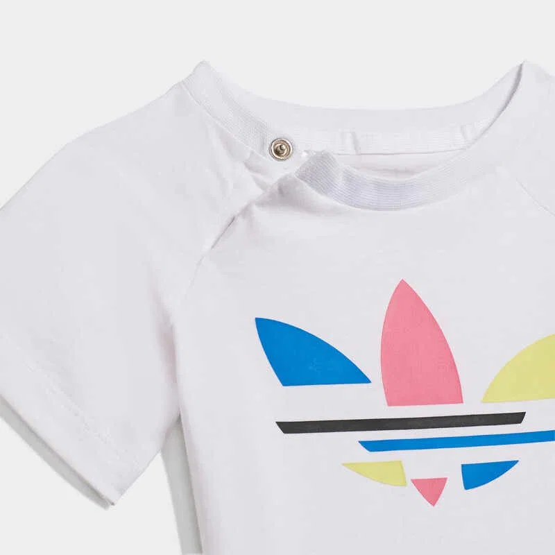 Детский комплект из футболки с коротким рукавом и шорт Adidas, White/Pink — фото 4
