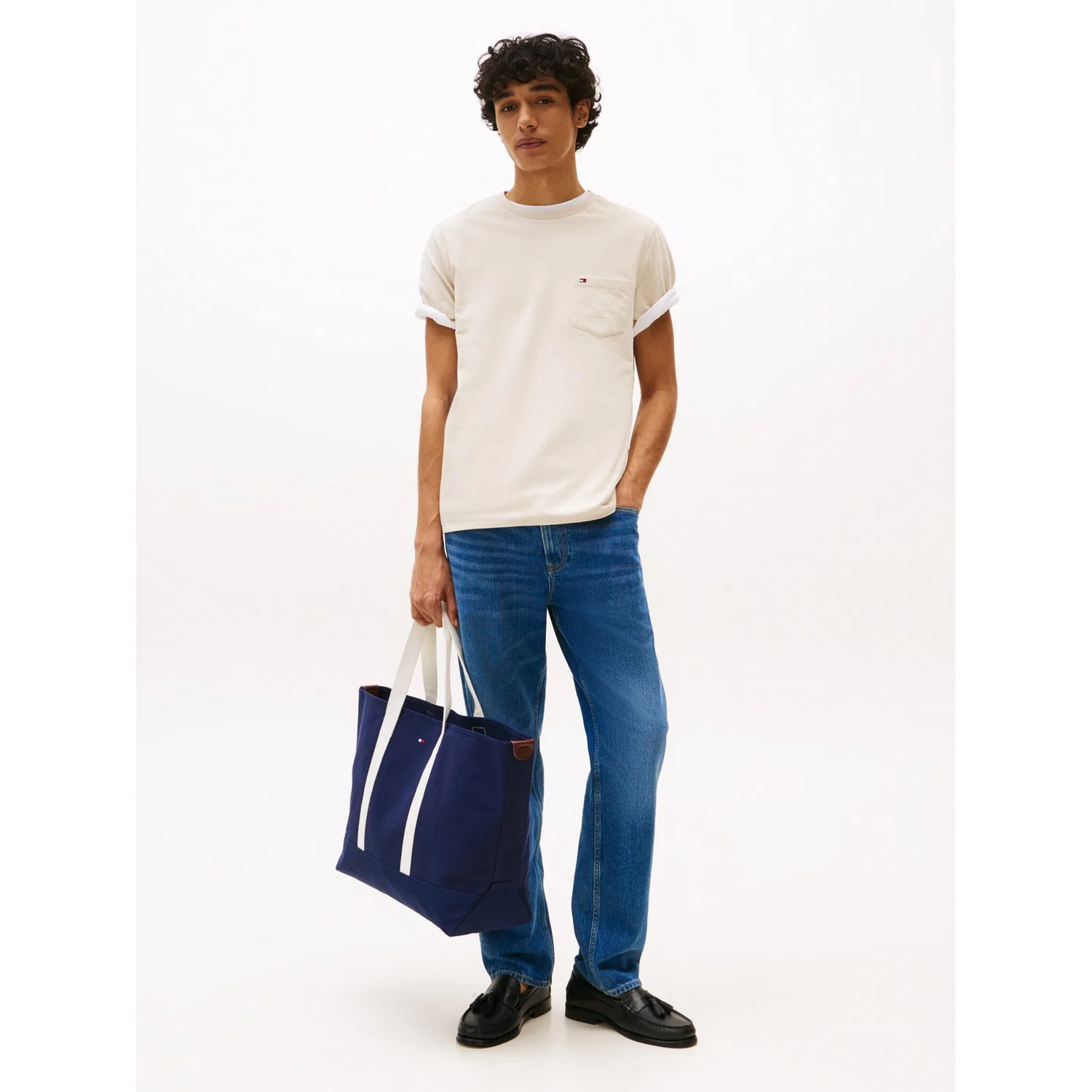 Мужская футболка с нагрудным карманом Essential Solid Pocket Tee Tommy Hilfiger, Newsprint — фото 2