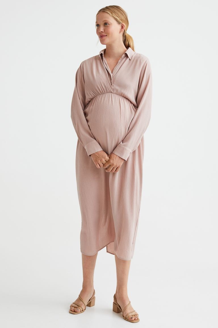

Платье MAMA до и после H&M, пыльно-розовый