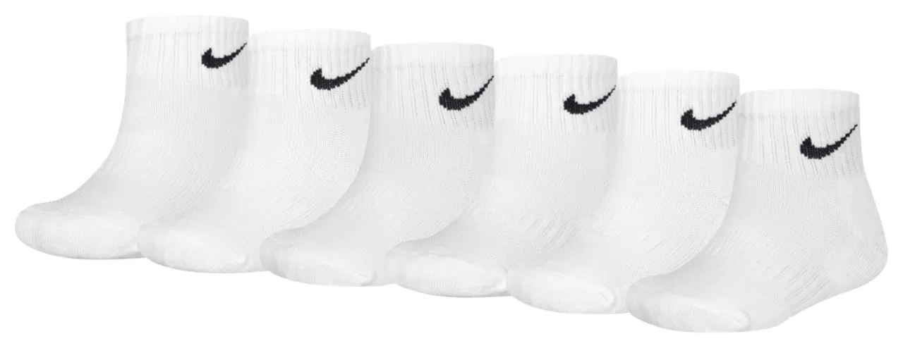 Носки для мальчиков Quarter Socks 6 Pack Nike, белый/черный — фото 2