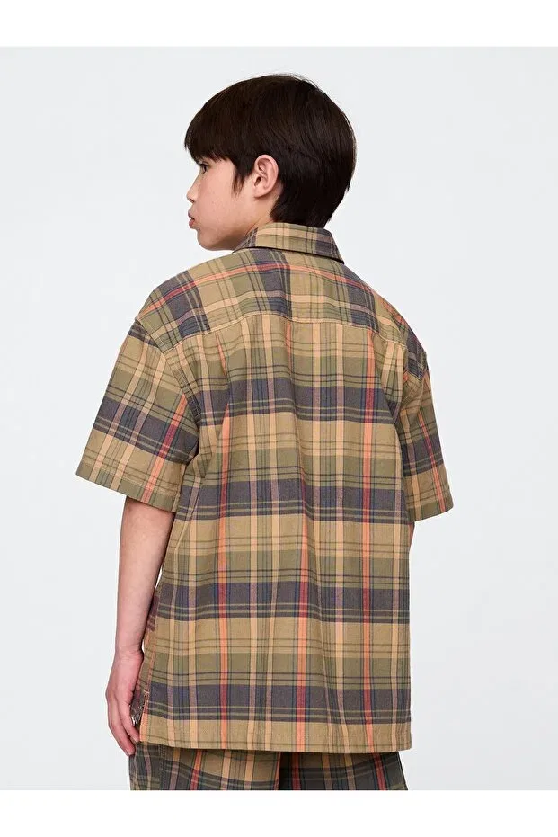 Детская рубашка для мальчиков с принтом Relaxed Checkered Shirt Gap, Multicolor-000 — фото 4