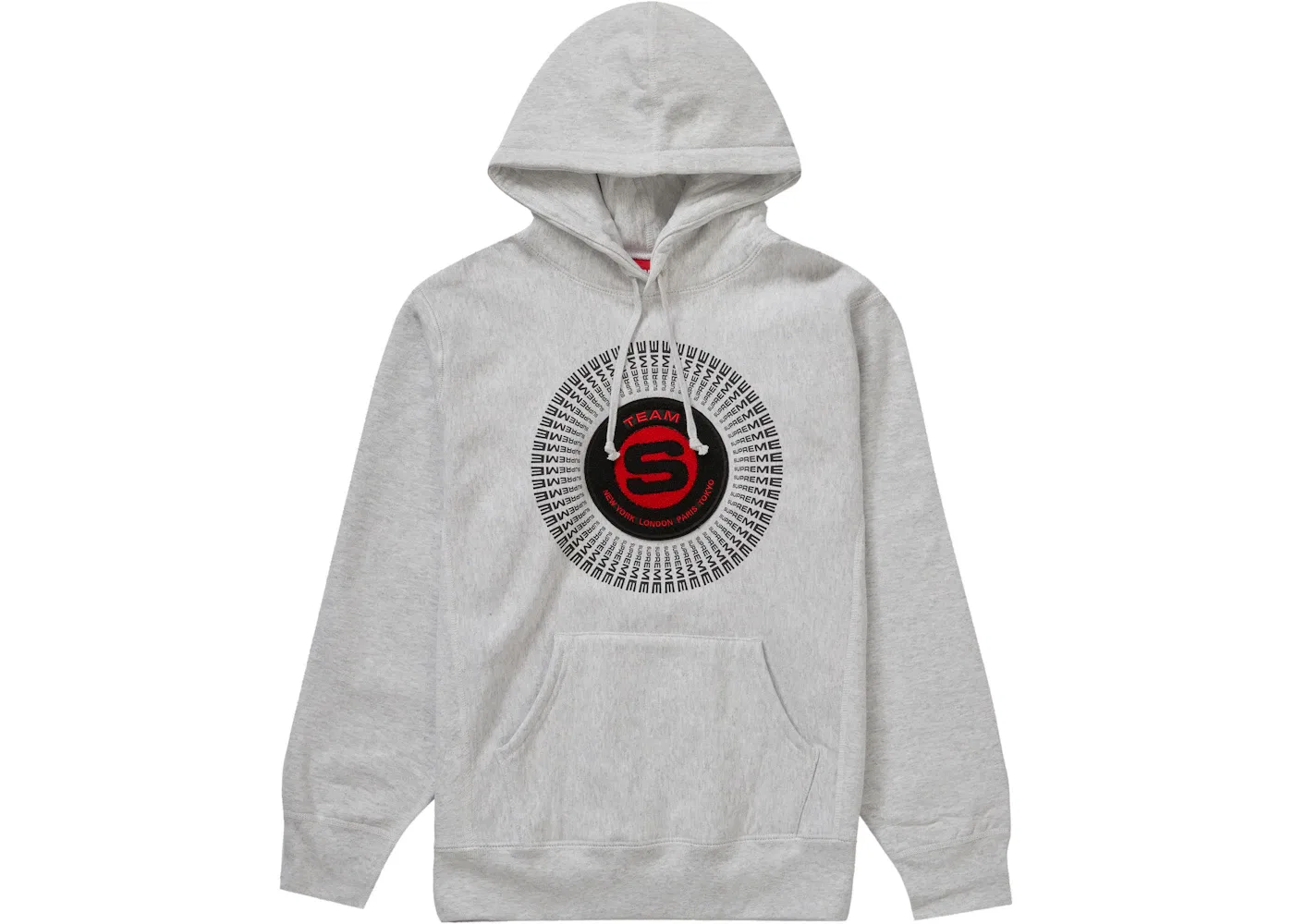 Мужской худи с аппликацией из велюра Supreme Hooded Sweatshirt, Ash Grey