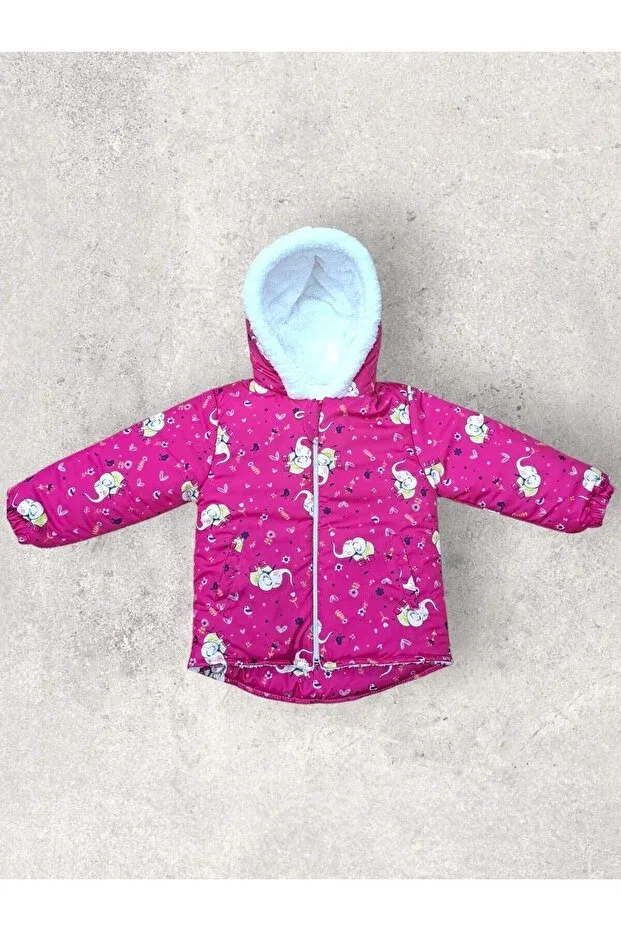 Детское зимнее пальто для девочек с принтом Tosyalı Burak Bebe, Fuji Elephant — фото 2