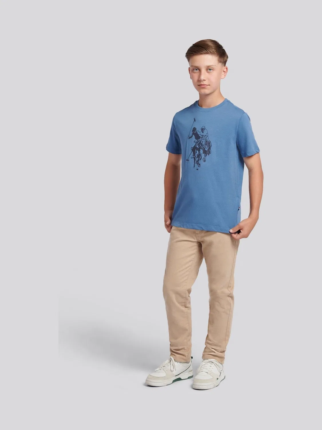 Футболка с принтом Double Horsemen U.S. Polo Assn, кораллово-синий — фото 3