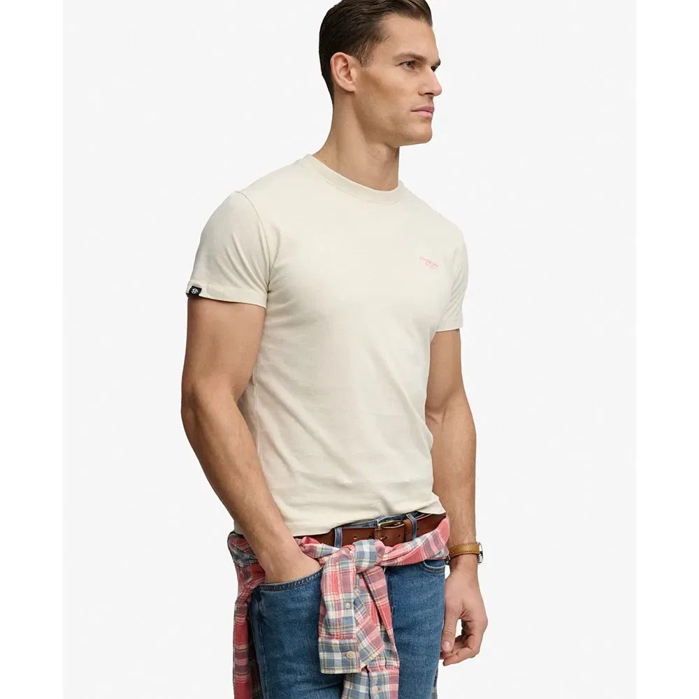Футболка с коротким рукавом Essential Stacked Logo Embroidered Superdry, бежевый — фото 3