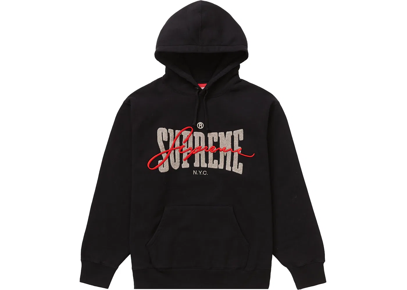 Мужской худи с вышивкой Supreme, Черный