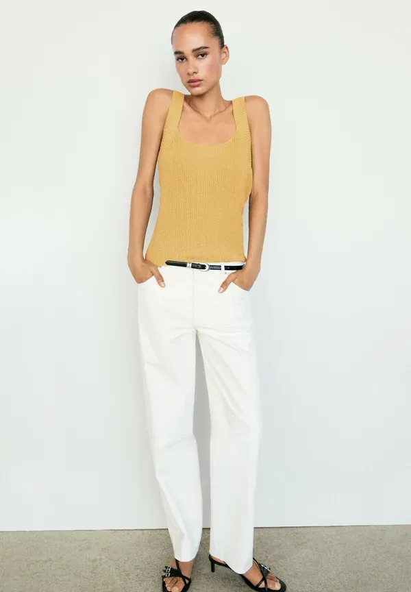 Топ из хлопка Massimo Dutti, коричневый — фото 2