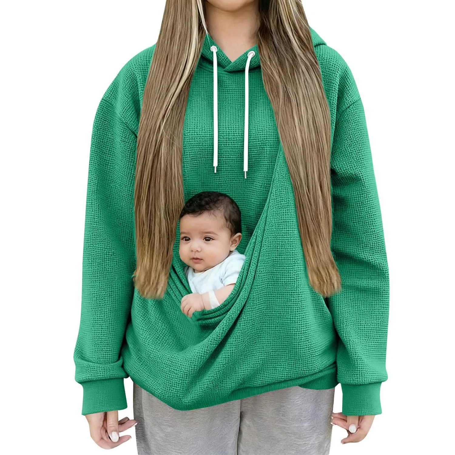 Женский худи с длинным рукавом и карманом-кенгуру Cat Hoodie, z11 green — фото 4