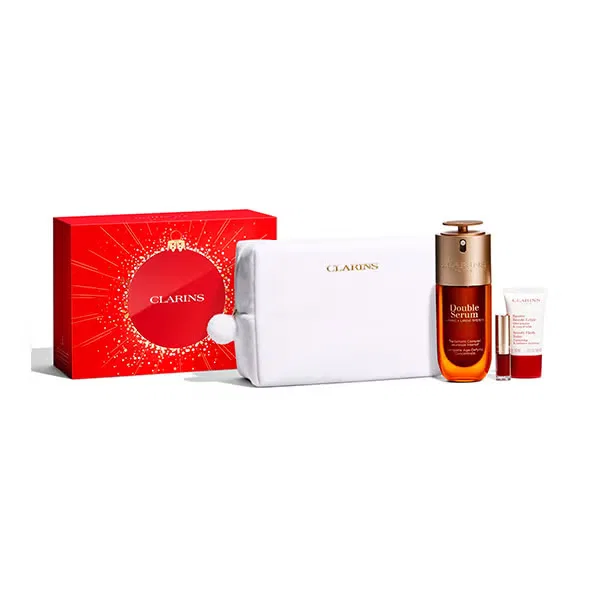 Набор косметики для ухода за кожей лица с сывороткой Double Serum и бальзамом с маслом для губ CLARINS 1 шт