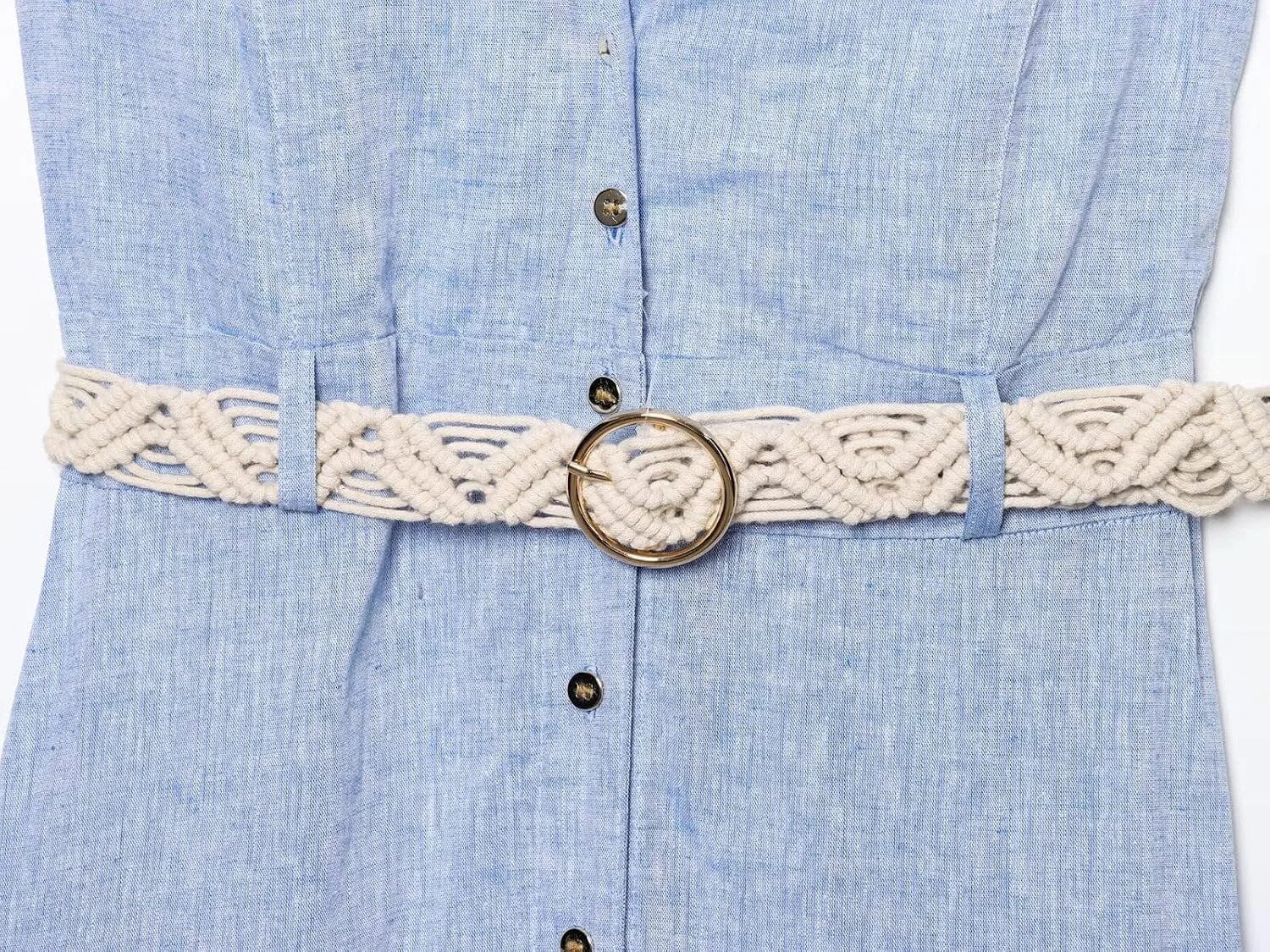 Женское летнее платье макси с пайетками Polo Collar, Blue — фото 2