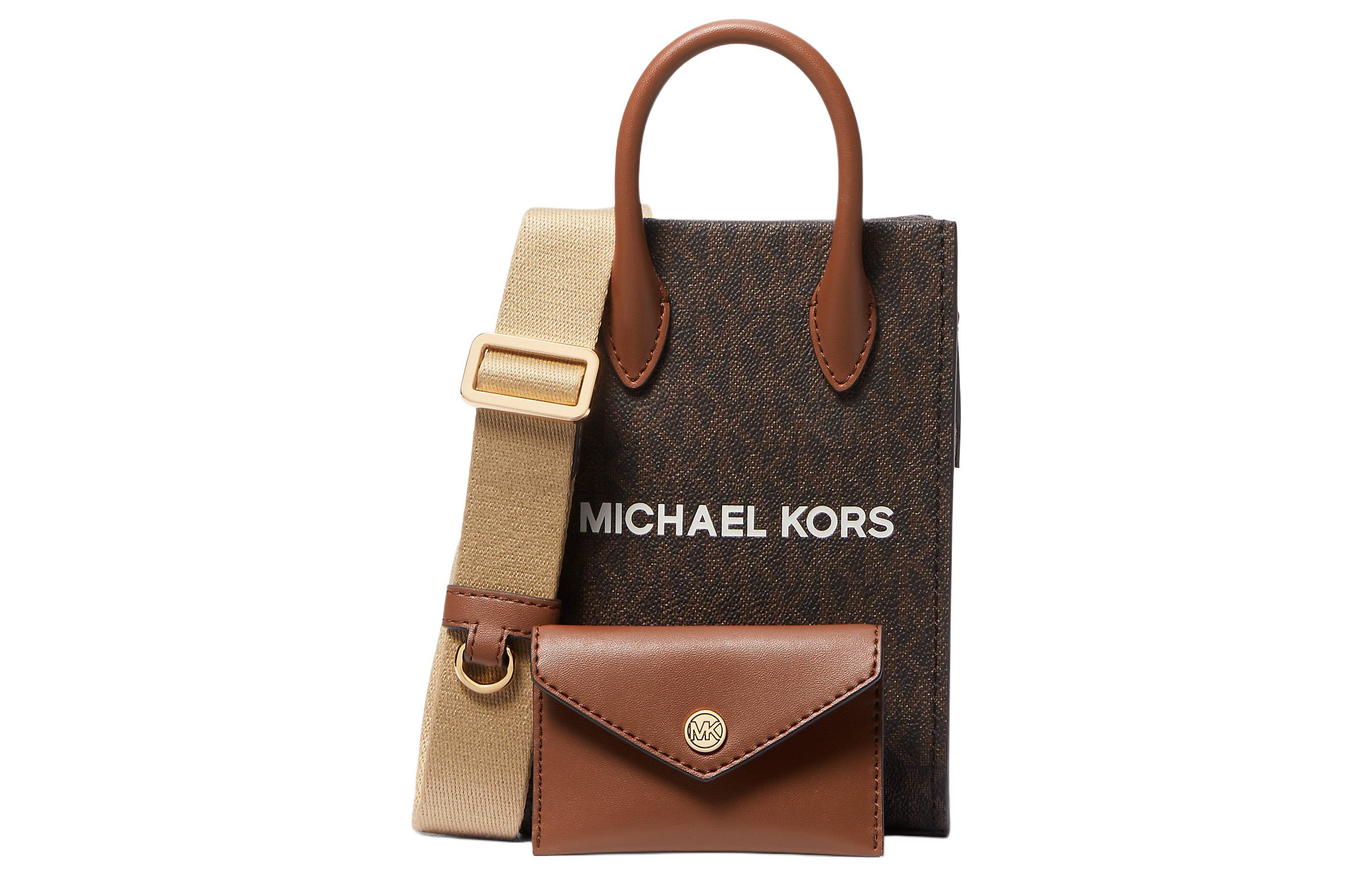 

MICHAEL KORS Сумка через плечо холщовая маленькая женская коричневая