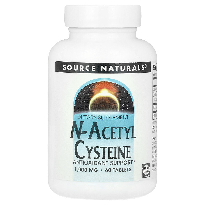 

Source Naturals, N-ацетилцистеин, 1000 мг, 60 таблеток