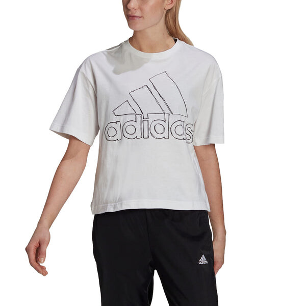 Футболка с большим логотипом Adidas, белый — фото 3