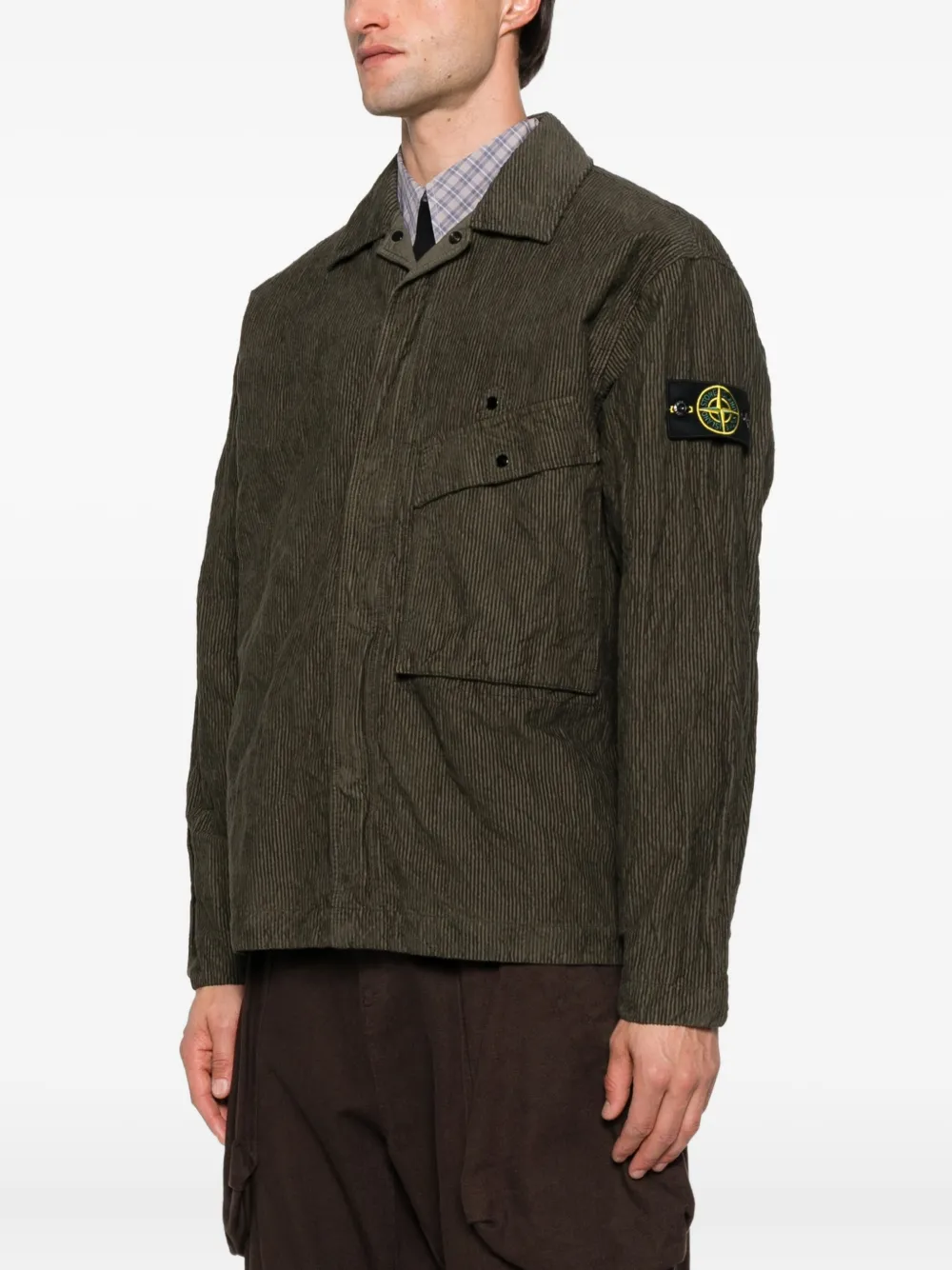 Куртка-рубашка из вельвета в рубчик Stone Island, зеленый — фото 3
