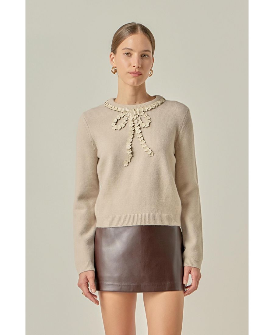 

Женский топ с цветочным бантом English Factory, Oatmeal