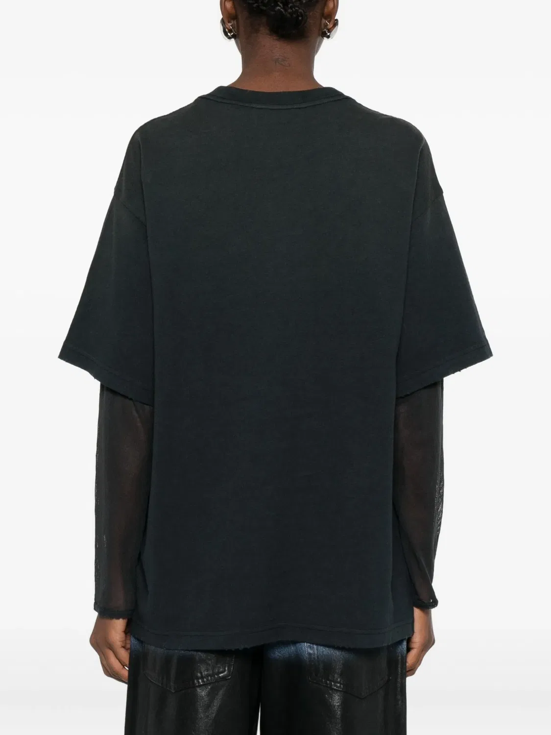 Многослойная футболка с логотипом Acne Studios, серый — фото 4