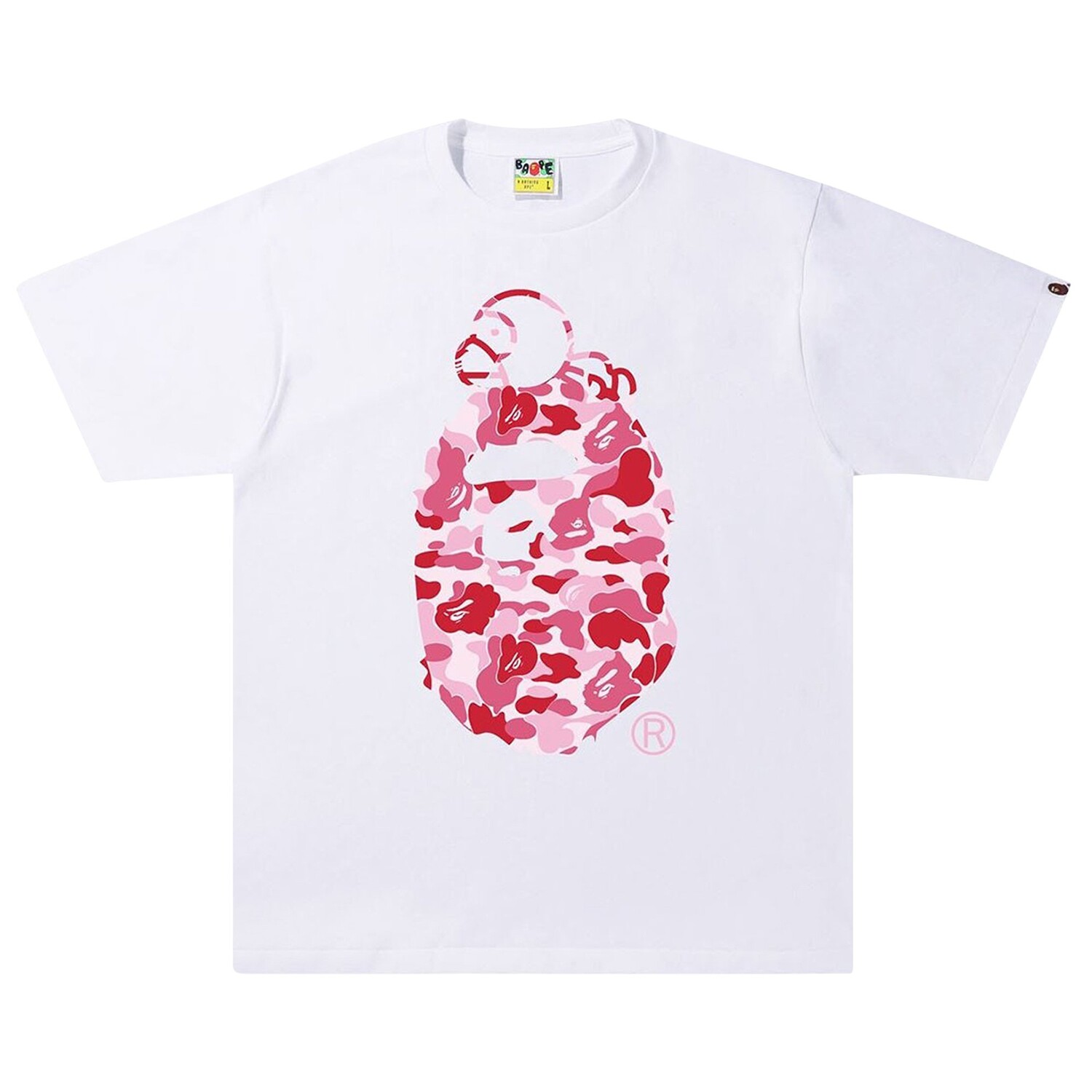 

Футболка BAPE ABC Camo Milo на Big Ape, цвет Белый/Розовый